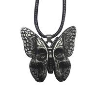 Butterfly Necklace - Unique Skull Butterfly Pendant | Halloween Jewelry | Gothic Retro Carved Jewelry Perfect For Spooky Season Outfits, Cosplay Accessories, And Adding A Dark Elegant Touch