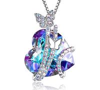 Butterfly Necklaces for Women with Heart Crystal Butterfly Jewelry Gift for Girls Anniversary/Birthday/Mother's Day/Gifts for Mother, Grandma, Wife, Daughter