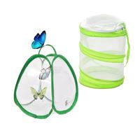 Butterfly Net Habitat Cage 2 Pack - Foldable Insect Enclosure with Zipper Opening, Handle & Mesh Walls for Caterpillar Observation, Butterfly Release, Outdoor Education, 30cm Mini Portable Size