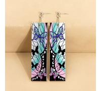 (Butterfly Ninja) Acrylic Demon Slayer Kimetsu No Yaiba Tanjirou Anime Drop Clip Earrings Cosplay Blade Of Ghost Shinobu Butterfly