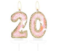Butterfly Number 20 Candles, Pink Gold Happy 20th Birthday Candles for Cake, Girls 20th Birthday Cake Decorations, Gold Butterfly 20 Cake Topper, Pink Cake Candles Cake Topper for Women Birthday Party