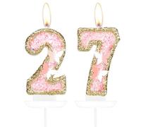Butterfly Number 27 Candles, Pink Gold Happy 27th Birthday Candles for Cake, Girls 27th Birthday Cake Decorations, Gold Butterfly 27 Cake Topper, Pink Cake Candles Cake Topper for Women Birthday Party