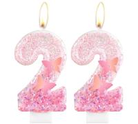 Butterfly Number Candles, Pink Gradient 22nd Candles, Butterfly Birthday Number 22 Candles Cake Toppers for Girls Boys Baby Birthday Butterfly Theme Party