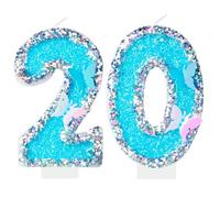 Butterfly Number Candles, Silver Blue Number 20 Candles for Cake, Girls 20th Birthday Cake Decorations, Butterfly 20th Birthday Candles Cake Toppers for Girls Boys Baby Birthday Butterfly Theme Party