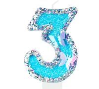 Butterfly Number Candles, Silver Blue Number 3 Candles for Cake, Girls 3rd Birthday Cake Decorations, Butterfly 3rd Birthday Candles Cake Toppers for Girls Boys Baby Birthday Butterfly Theme Party