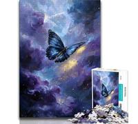Butterfly Oil Painting Jigsaw Puzzles for Adults Teenagers Jigsaws Puzzle,Learning Educational Toys Family Games with Matching Poster And Trivia Sheet (75x50cm)