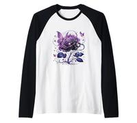 Butterfly On A Purple Colored Rose Flower Butterfly Lover Raglan Baseball Tee