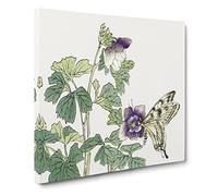 Butterfly on a Purple Flower by Morimoto Toko Canvas Print | Gallery Wrapped 30mm Frame Wall Art | 20x20 inches | Ready to Hang | Modern Animals Picture | Living Room Bedroom Lounge Office