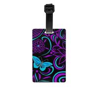 Butterfly on Beautiful Flower Print Multi-Use PVC Luggage Tag Versatile ID Holder for Strollers and Bags Practical Travel Accessory