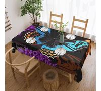 Butterfly on beautiful flower Rectangle Table Cloth, Waterproof Heavy Duty Tablecloths, Spill-Proof Tablecloth Washable Table Cover for Dining Camping Indoor Outdoor Table Cloths 137 x 183 cm