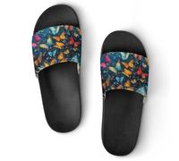 Butterfly On Book Page Print Unisex Slide Slippers, Summer House Shoes Indoor Outdoor Beach Hotel Anti-Skid Slippers