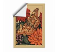 Butterfly on Dahlias Botanical Unframed Wall Art Print A1 (84.1×59.4cm), Wall Decor for Living Room, Bedroom, Office & Home, Art Gift