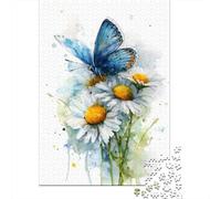 Butterfly on Daisies Watercolor Print Jigsaw Puzzles Puzzles for Adults Kids. 1000 Pieces Whimsical Challenge Toy Educational Game Home Decoration for Adults& Kids Age 14 Years Up 70x50cm/1000pcs