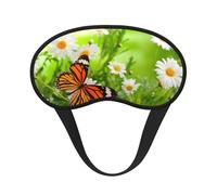 Butterfly On Daisy Flower Polyester Sleep Mask,Light Blocking Sleep Eye Mask,Night Sleeping Mask, Eye Blinder