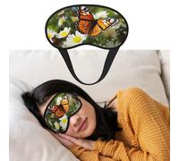 Butterfly on Daisy Flower Sleep Mask for Side Sleeper Blackout Eye Masks for Women Men Blindfold Mask Side Sleeper Eye Cover for Sleeping Nap Blackout Eye Shade Cover for Travel