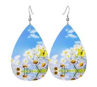 Butterfly On Daisy Patterned leather earrings, women's earrings, suitable for daily wear, party and date