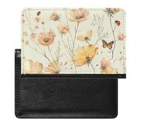 Butterfly on Flower Passport Holder Cover Secure Travel Wallet PU Leather Credit Cards Passport Organizer Bag for Women Men, white, One Size, Modern