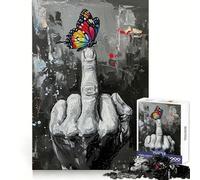 Butterfly on Middle Finger Painting for Adults 1000 Piece Jigsaw Puzzle Thought Skill Slow Leisure Accurate Edges Perfect Present (38x26cm)