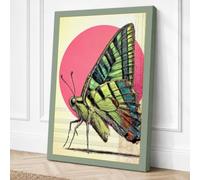 Butterfly on Pink Botanical Canvas Wall Art Print 18x12 Inch