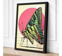 Butterfly on Pink Botanical Canvas Wall Art Print 24x16 Inch