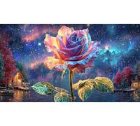 Butterfly-on-pink-rose-with-glowing-hearts Jigsaw Puzzle 1000 Pieces Recycled Paper Educational Games Great Gift Idea for Adults and Kids Age 12 Years Up Beautiful Decoration Puzzle 38x26/1000pcs