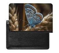 Butterfly on Plant Passport Holder Cover Secure Travel Wallet PU Leather Credit Cards Passport Organizer Bag for Women Men, white, One Size, Modern