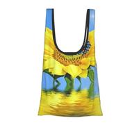 Butterfly On Sunflower Print Reusable, Foldable,Washable Grocery Bags Foldable in A Pouch Eco Tote Shopping Bag,Daily Shopping Loading