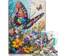 Butterfly on The Flowers 1000 Piece Jigsaw Puzzle for Adults And Teenagers,Help The Brain Exercise Addictive Toys to Cultivate Patience Unique Challenge Game (38x26cm)
