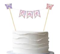Butterfly One Cake Topper Banner,Pre-Strung Floral Happy 1st Birthday Cake Bunting Topper, Butterfly First Birthday Party Decorations,Sweet One Cake Smash Photo Prop