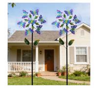 Butterfly Outdoor Windmill, 117cm/46inch Metal Kinetic Windmill 360° Metal Windmills, Kinetic Wind Spinners for Yard, Gift for Family Friends,A（2Packs）
