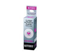 Butterfly (Pack of 3) G40 Plus 3 Star Table Tennis Balls, White, One Size