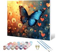 Butterfly Paint by Numbers Flower Painting by Numbers for Adults Beginner DIY Digital Painting Hobbies for Adults Women with 3 Brush and Acrylic Paints Kit for Home Decor, Gifts 20x16inch -hjw250101I