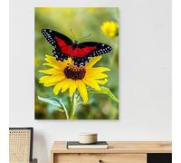Butterfly Paint by Numbers for Adults Beginner, Sunflower Adult Paint by Numbers with Frame, DIY Color Canvas Wall Art Oil Paintings with Paints and Brushes for Wall Decor, 70x100cm/28x39inch,Model584
