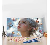 Butterfly Paint by Numbers for Adults Beginners, DIY Paint by Numbers Cute Colored Canvas Drawing, Easy Arts and Crafts for Acrylic Pigment Paintwork Kit Hobbies for Adults Women, Room Decor G8-578