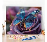 Butterfly Paint by Numbers for Adults Beginners, DIY Paint by Numbers Plant Easy Colored Canvas Drawing 35 x 47 Inch Oil Painting Arts and Crafts for Adults for Relax and Home Decor,Women Gifts W6-408