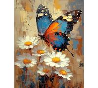 Butterfly Paint by Numbers for Adults Flowers Paint by Numbers Kits with Frame Diy Digital Painting Includes Brushes & Paints, Perfect Gifts for Kids & Adults, Home Wall Bedroom Decor 16x22in F-264