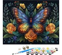 Butterfly Paint by Numbers for Adults, Paint by Numbers Kits Flower on Canvas for Beginner, DIY Canvas Oil Painting Kit with Acrylic Pigment and Brushes, Room Decor, Gifts for Women 40x52in A-8915