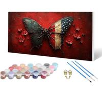 Butterfly Paint by Numbers for Adults, Painting by Numbers Flower Pattern Design DIY Color Oil Painting with 3 PaintBrush and Acrylic Paints for Wall Art, Room Decor, Gifts 32 x 64 inch -lsy2506FW