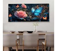 Butterfly Paint by Numbers Rose Adult Paint by Numbers Canvas Kits, Paint-by-Numbers 80X100cm, DIY Color Oil Painting Acrylic Paints, Without Frame, Hobbies for Adults, Christmas Decorations L6-446