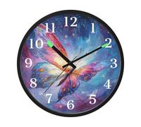Butterfly Painting Night Light Wall Clock Glow in Dark Light Up Wall Clocks Non-Ticking Silent Battery Operated Clocks 12 Inch for Bedroom Home