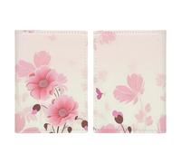 Butterfly Passport Wallet Travel Passport Holder Pu Passport Cover Slim Card Case Cover for Women Men Leather Holder Case Travelling Essentials, Flower Pattern, 20.3x13.8cm