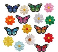 Butterfly Patches Set - 72 Pieces Iron-On Patches Fabric Patches for Clothing Repair & DIY Decoration - Colourful Appliques Set with Flowers & Animals for Jeans, Jackets, T-Shirt