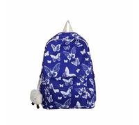 Butterfly Pattern Backpack Women School Bag Cute Daypack Travel Rucksack Large Capacity Lightweight Water Resistant Casual Shoulder Bag with Front Pocket, Blue