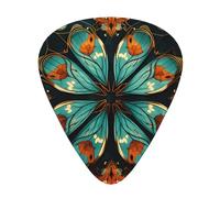 Butterfly pattern guitar picks in three different thicknesses, suitable for electric guitar and band players