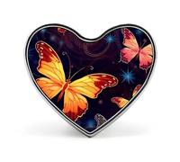 Butterfly Pattern Heart Brooch Pin Badge Aluminum Alloy Personalized Heart Lapel Brooch Pin Badge Suitable for Wear Shirts Short Sleeve T Shirts