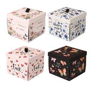 Butterfly Pattern Holder - Butterfly Design Presents Boxes | Valentine Present Holder | Floral Goodie Gable Candy Paper Gift Organizer for Birthday Party Supplies and for Baby Shower Also for We