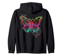 Butterfly Peace Sign Hippie Retro 60s 70s Tie Dye Vintage Zip Hoodie