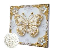 Butterfly Pearl Diamond Art Painting Kit for Adults - DIY Gem Art with Frame 25x25cm, Complete Beginner Craft, Home Decor Gift, Diamond Dots Picture,Christmas DIY Gift