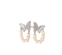 Butterfly Pearl Stud Earrings for Women, Crystal-Embellished Butterfly & Pearl Hoop Dangle Earrings Fashion Jewelry