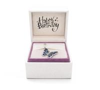 Butterfly Pendant Charm for Pandora Moments Bracelets or Necklace 925 Sterling Silver & Blue Enamel Her Girls Women - Happy Birthday Gift Box